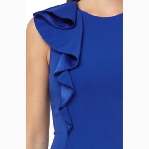 Carmen Marc Valvo Cobalt Blue Evening Formal Gown - Picture 4 of 13